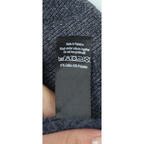 George Men's Blue S Full Zip Hooded Fleece Hoodie Drawstring Pockets