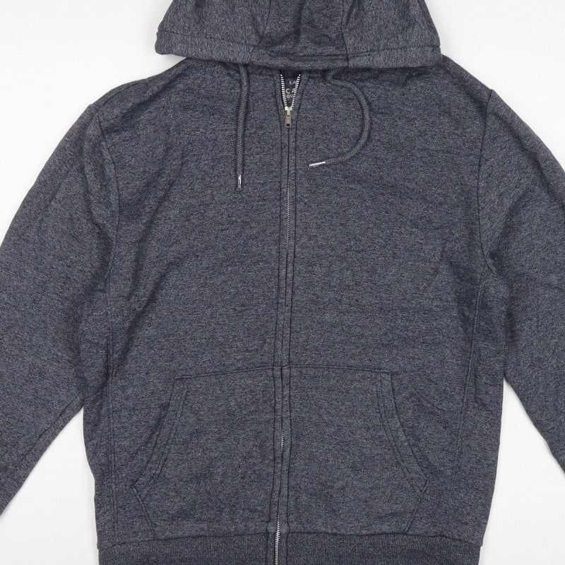 George Men's Blue S Full Zip Hooded Fleece Hoodie Drawstring Pockets