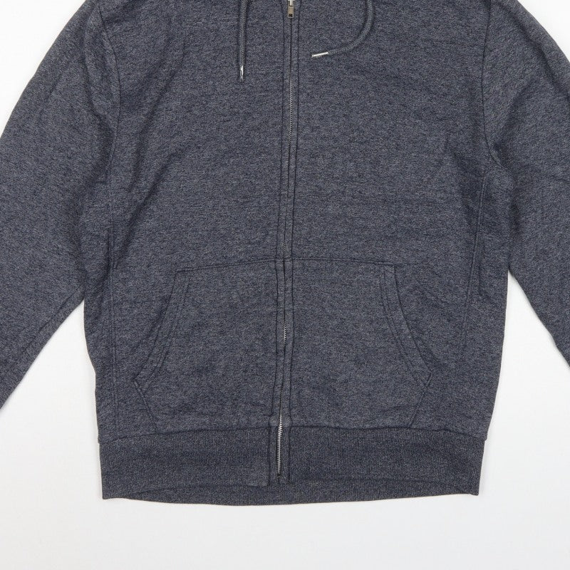 George Men's Blue S Full Zip Hooded Fleece Hoodie Drawstring Pockets