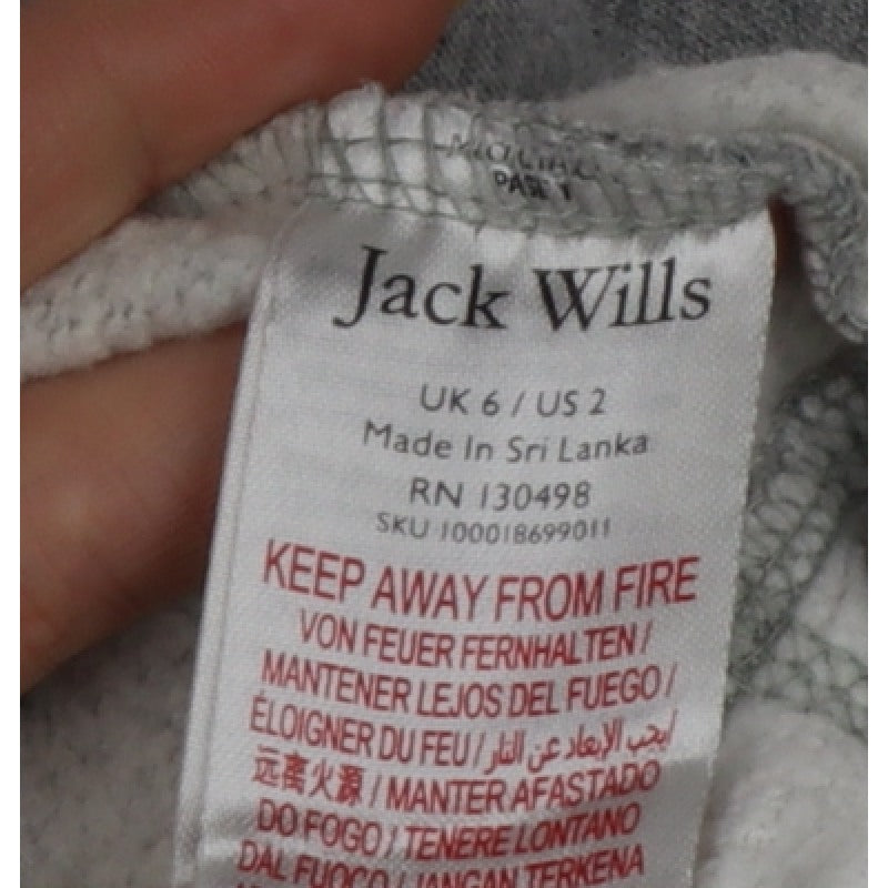 Jack Wills Women’s Grey UK 6 Pullover Hoodie Logo Colourblock