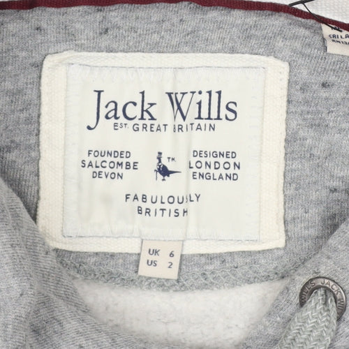 Jack Wills Women’s Grey UK 6 Pullover Hoodie Logo Colourblock