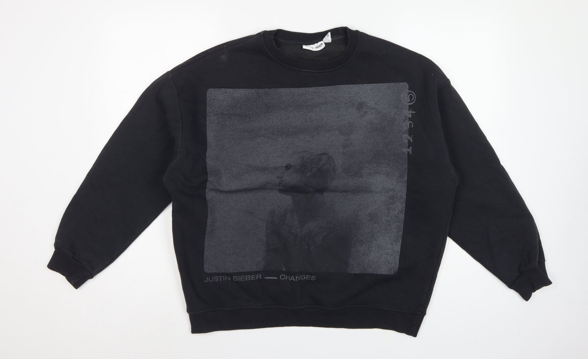 Back view of Justin Bieber Women’s Black S Pullover Changes Graphic Sweatshirt