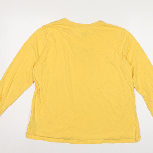 Nike Women Yellow XL Logo Long Sleeve Crew Neck Cotton T-Shirt