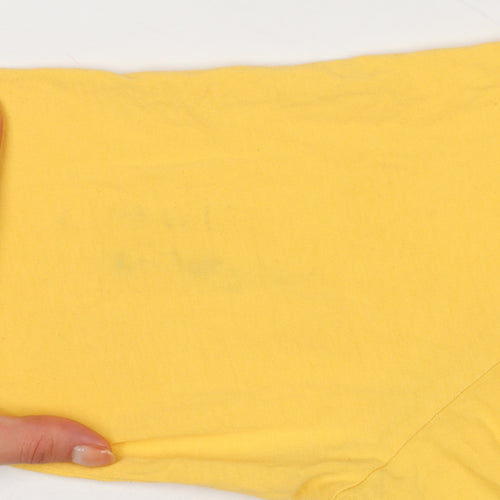 Nike Women Yellow XL Logo Long Sleeve Crew Neck Cotton T-Shirt