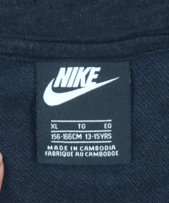 Nike Boys Black XL 13-15 Years Air Full Zip Hooded Hoodie Logo