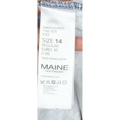Maine New England Women's Blue Size 14 Floral Henley Long Sleeve Top
