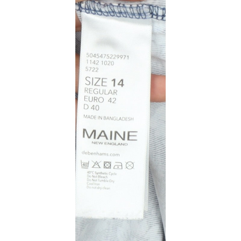 Maine New England Women's Blue Size 14 Floral Henley Long Sleeve Top