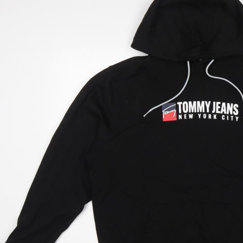 Tommy Jeans Men’s Black 2XL Pullover Logo Graphic Hoodie