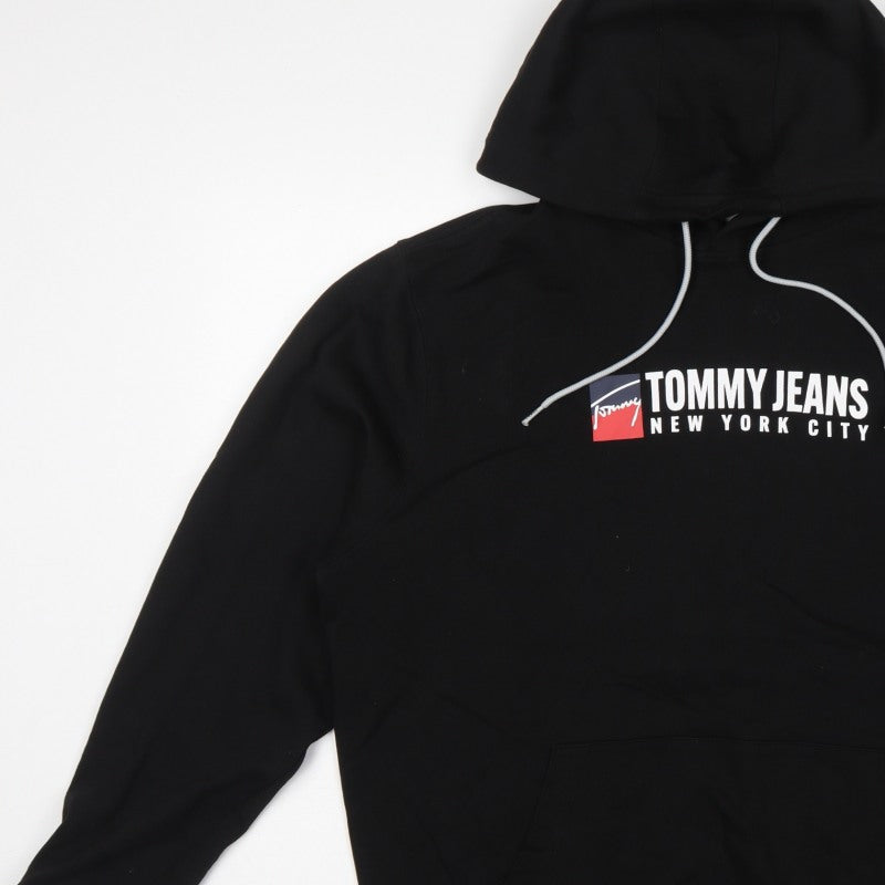 Tommy Jeans Men’s Black 2XL Pullover Logo Graphic Hoodie