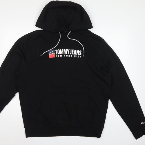 Tommy Jeans Men’s Black 2XL Pullover Logo Graphic Hoodie