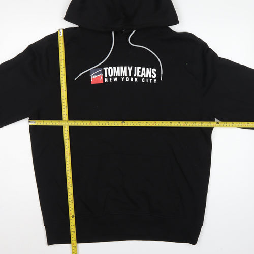 Tommy Jeans Men’s Black 2XL Pullover Logo Graphic Hoodie