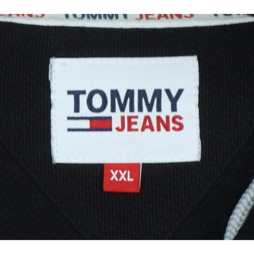 Tommy Jeans Men’s Black 2XL Pullover Logo Graphic Hoodie