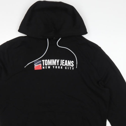 Tommy Jeans Men’s Black 2XL Pullover Logo Graphic Hoodie