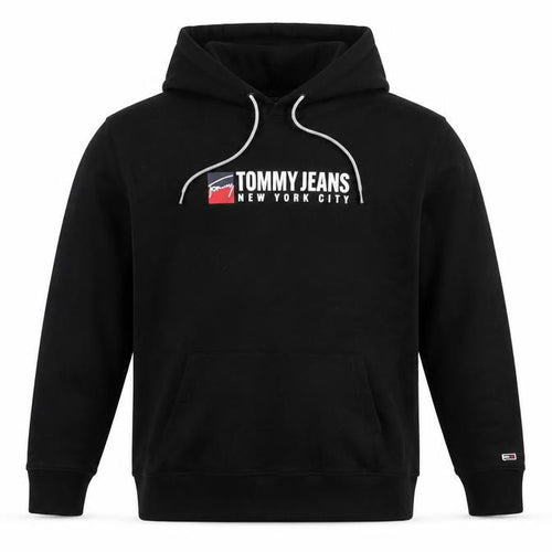 Tommy Jeans Men’s Black 2XL Pullover Logo Graphic Hoodie
