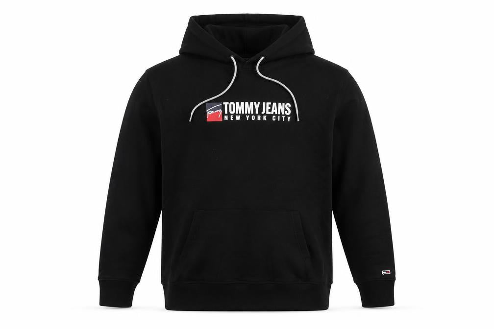 Tommy Jeans Men’s Black 2XL Pullover Logo Graphic Hoodie