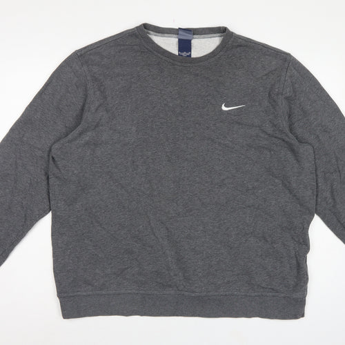 Nike Men’s Grey XL Long Sleeve Crew Neck Logo Pullover Sweatshirt