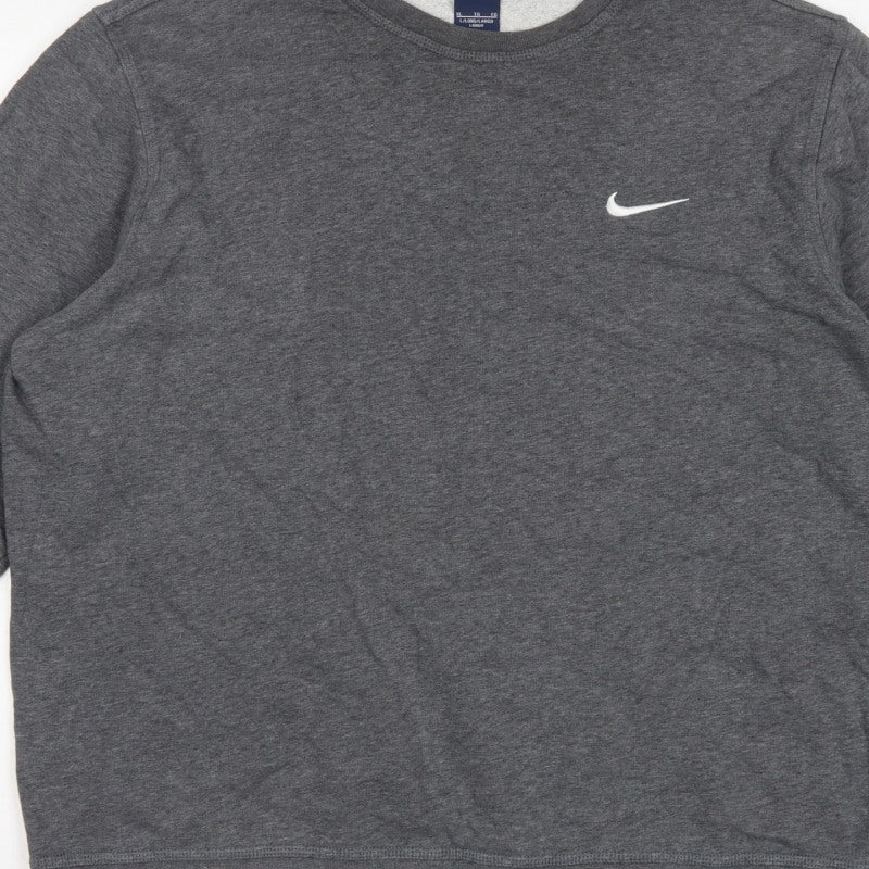 Nike Men’s Grey XL Long Sleeve Crew Neck Logo Pullover Sweatshirt