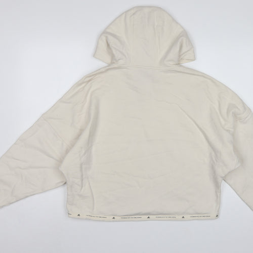 Adidas Women’s Ivory S Pullover Hoodie Logo Drawstring Cotton Blend