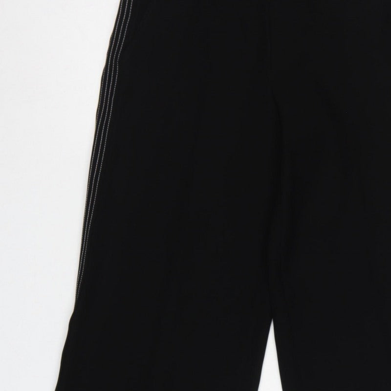 Karen Millen Women Black UK 8 High Rise Wide-Leg Stripe Trousers