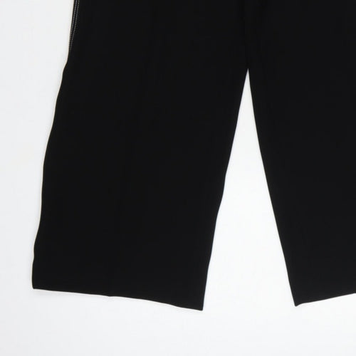 Karen Millen Women Black UK 8 High Rise Wide-Leg Stripe Trousers