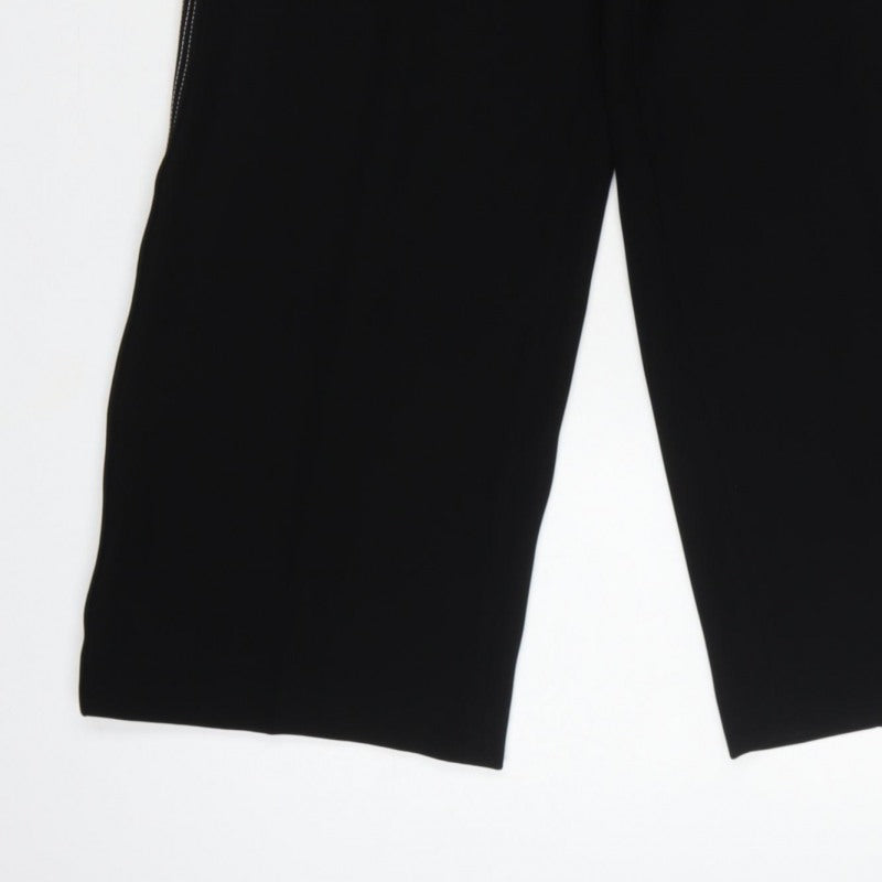 Karen Millen Women Black UK 8 High Rise Wide-Leg Stripe Trousers