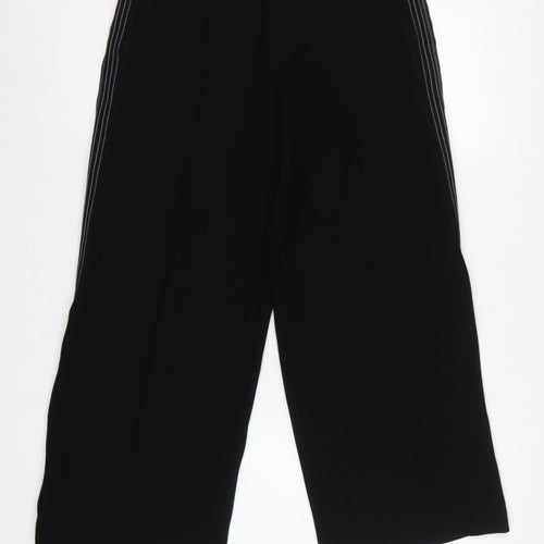 Karen Millen Women Black UK 8 High Rise Wide-Leg Stripe Trousers