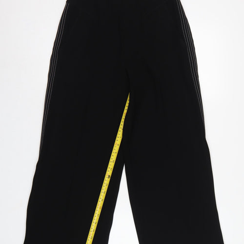 Karen Millen Women Black UK 8 High Rise Wide-Leg Stripe Trousers