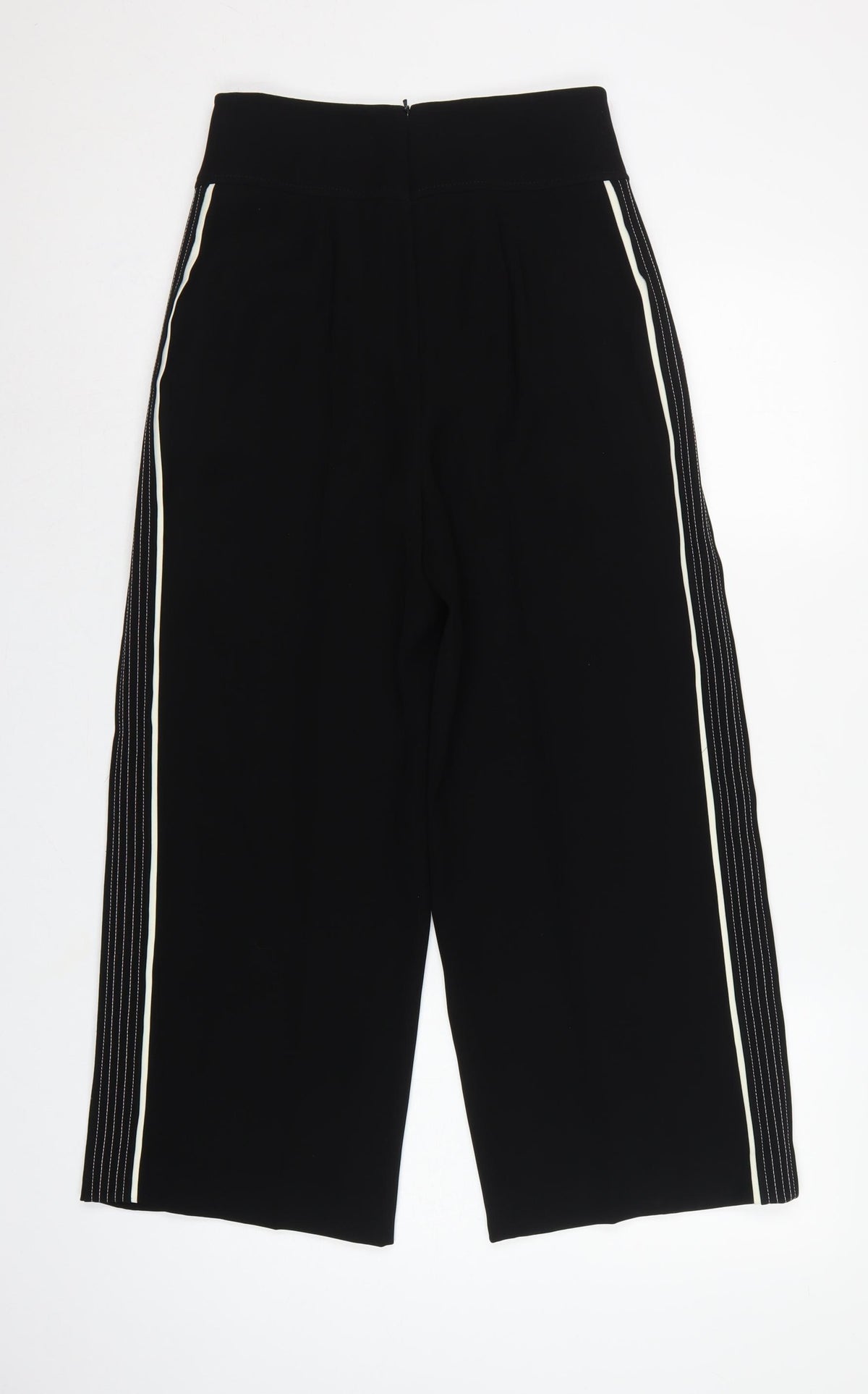 Karen Millen Women Black UK 8 High Rise Wide-Leg Stripe Trousers