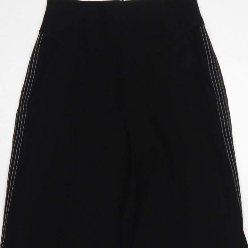 Karen Millen Women Black UK 8 High Rise Wide-Leg Stripe Trousers