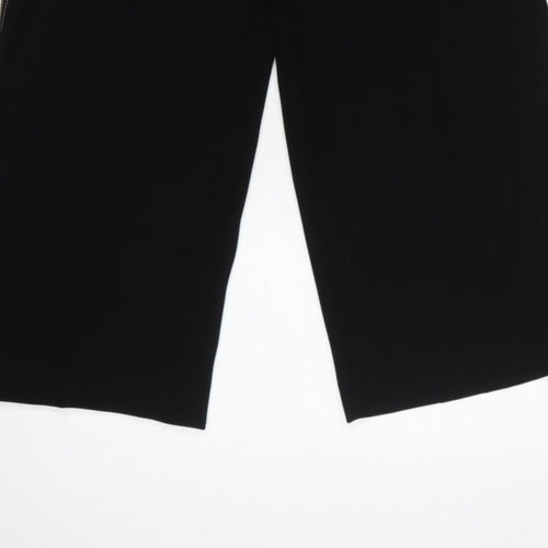 Karen Millen Women Black UK 8 High Rise Wide-Leg Stripe Trousers