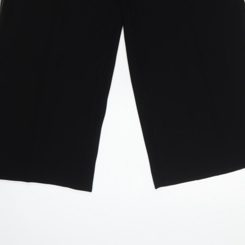 Karen Millen Women Black UK 8 High Rise Wide-Leg Stripe Trousers