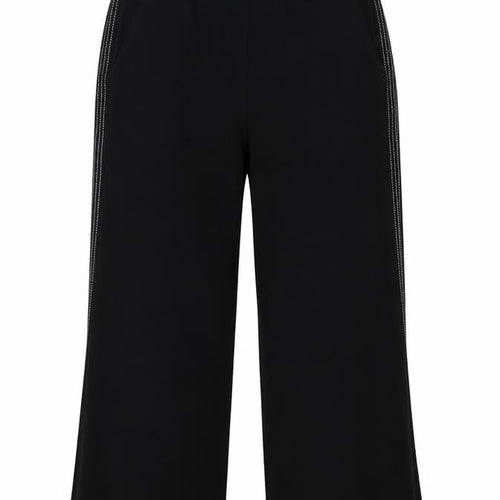 Karen Millen Women Black UK 8 High Rise Wide-Leg Stripe Trousers