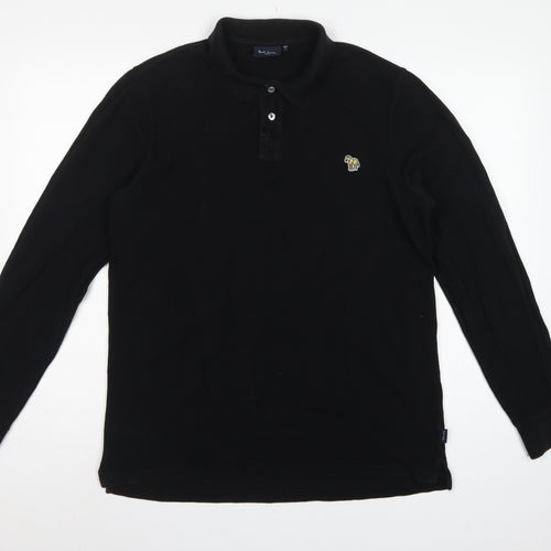Paul Smith Jeans Men’s Black L Long Sleeve Cotton Polo Shirt Logo