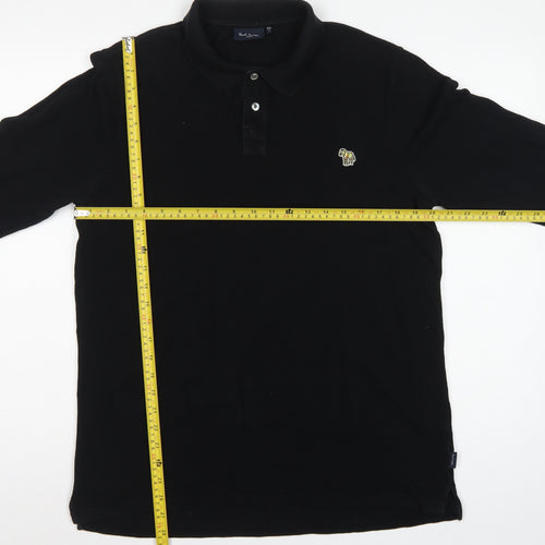 Paul Smith Jeans Men’s Black L Long Sleeve Cotton Polo Shirt Logo