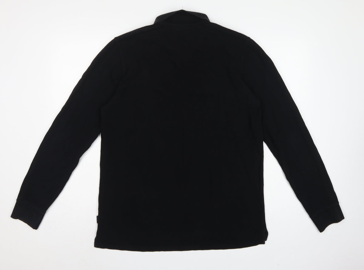 Paul Smith Jeans Men’s Black L Long Sleeve Cotton Polo Shirt Logo