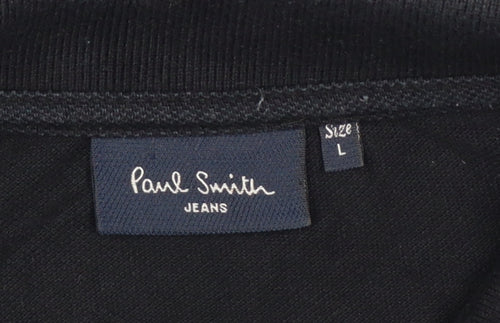 Paul Smith Jeans Men’s Black L Long Sleeve Cotton Polo Shirt Logo