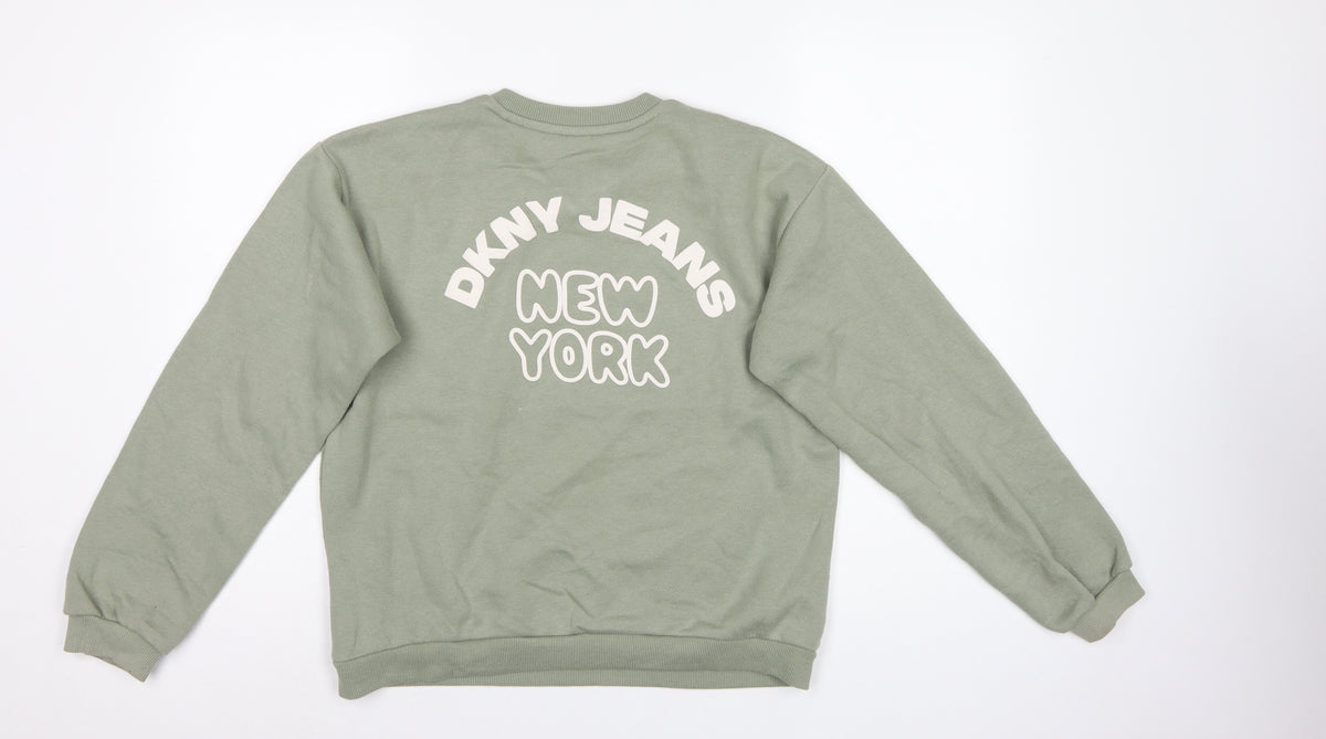 DKNY Jeans Girls Green 14 Years Pullover Sweatshirt New York Logo