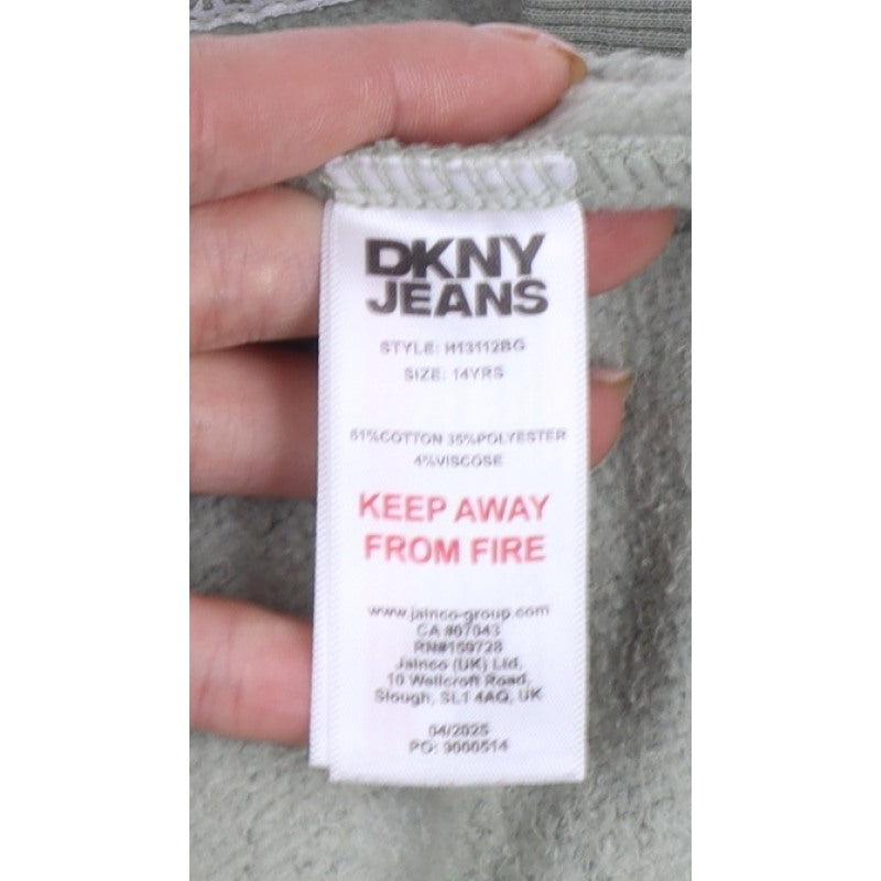 DKNY Jeans Girls Green 14 Years Pullover Sweatshirt New York Logo