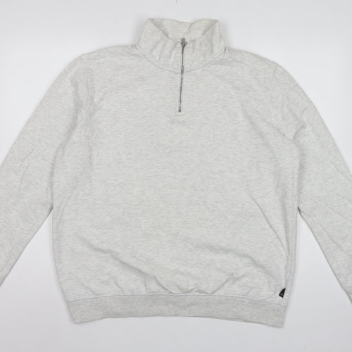 Burton Menswear Men Grey L Quarter Zip High Neck Sweatshirt