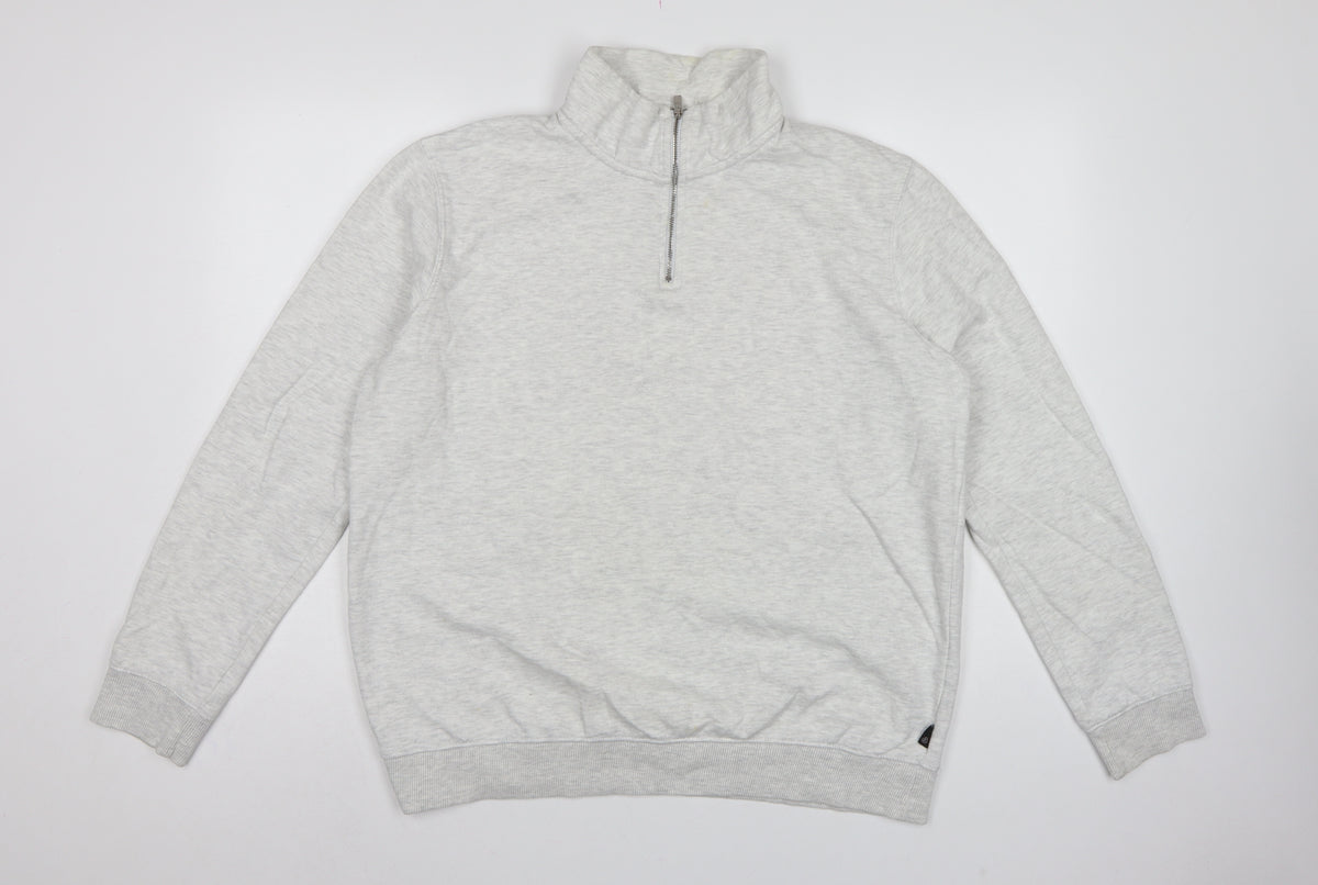 Burton Menswear Men Grey L Quarter Zip High Neck Sweatshirt