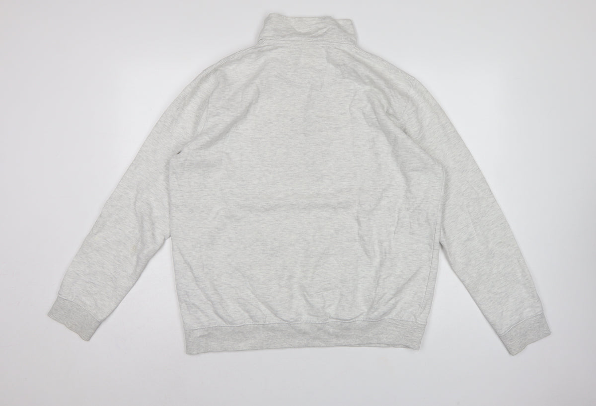 Burton Menswear Men Grey L Quarter Zip High Neck Sweatshirt