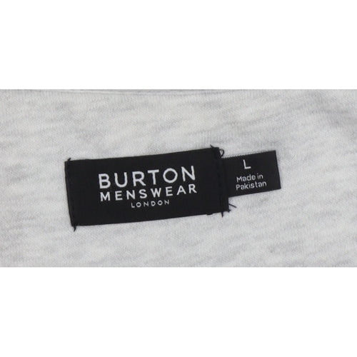 Burton Menswear Men Grey L Quarter Zip High Neck Sweatshirt