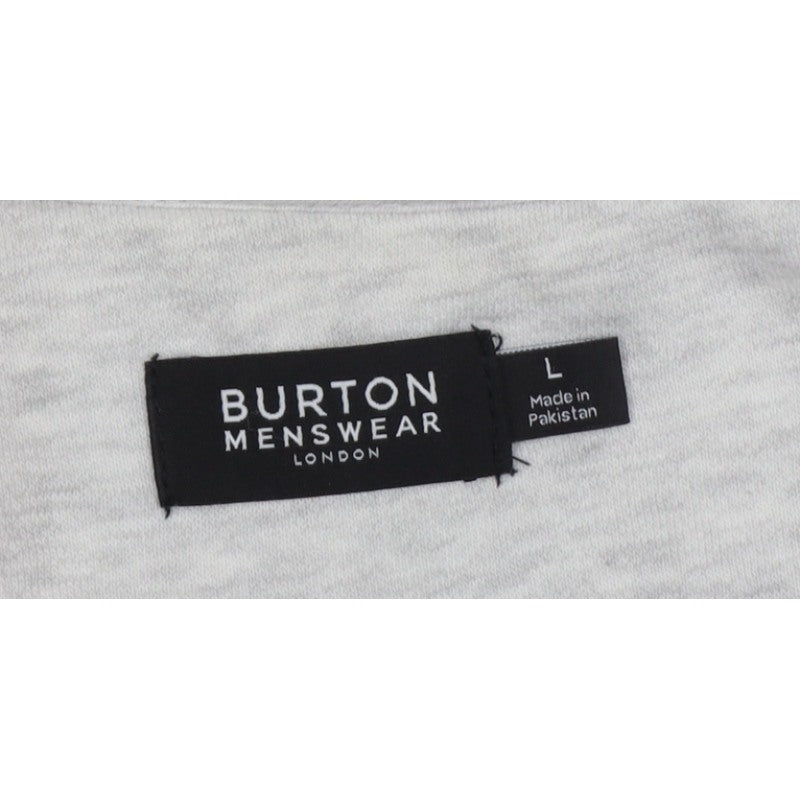 Burton Menswear Men Grey L Quarter Zip High Neck Sweatshirt