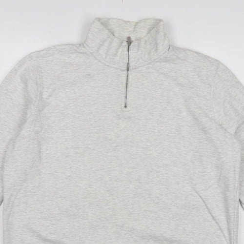 Burton Menswear Men Grey L Quarter Zip High Neck Sweatshirt