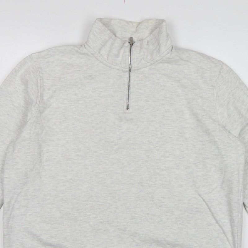 Burton Menswear Men Grey L Quarter Zip High Neck Sweatshirt