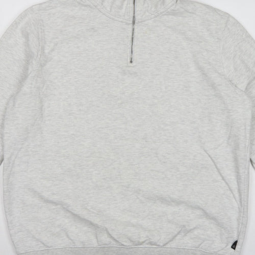 Burton Menswear Men Grey L Quarter Zip High Neck Sweatshirt