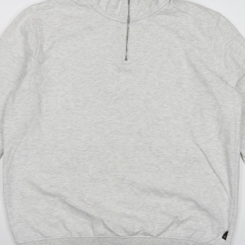 Burton Menswear Men Grey L Quarter Zip High Neck Sweatshirt