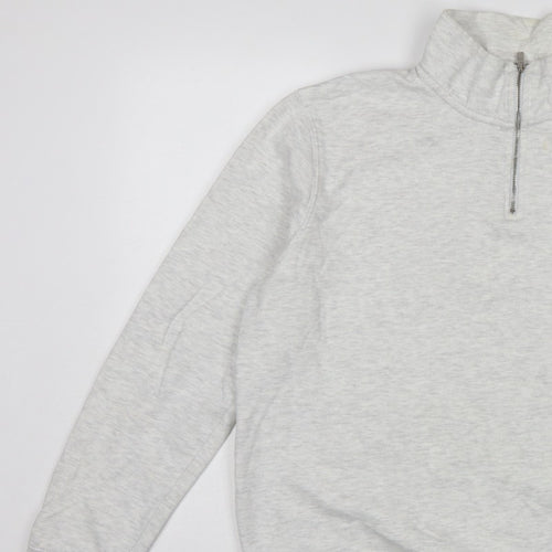 Burton Menswear Men Grey L Quarter Zip High Neck Sweatshirt