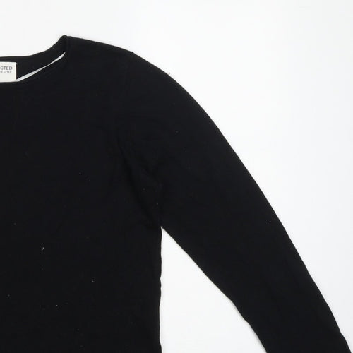 Selected Femme Women’s Black L Tencel Cotton Fine Knit Crew Neck Jumper