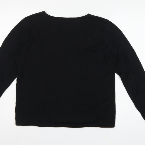 Selected Femme Women’s Black L Tencel Cotton Fine Knit Crew Neck Jumper